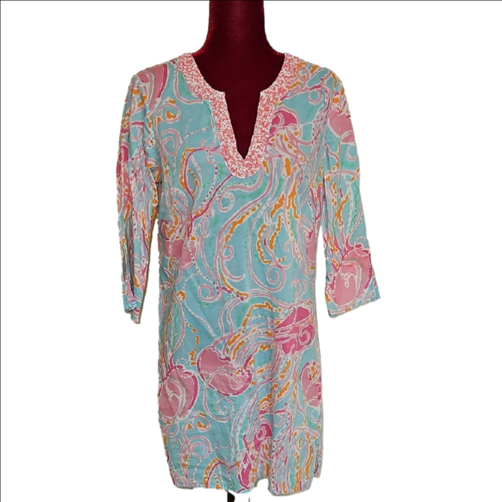 Lilly Pulitzer Beach Cover Up With Beaded Neckline Size Medium